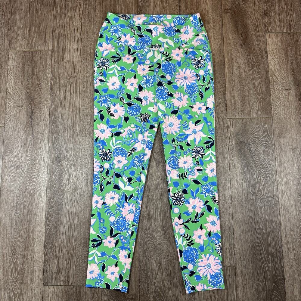 Lilly Pulitzer Luxletic Corso Pant Sz 2 UPF 50+ Spearmint Golf Till You Drop EUC